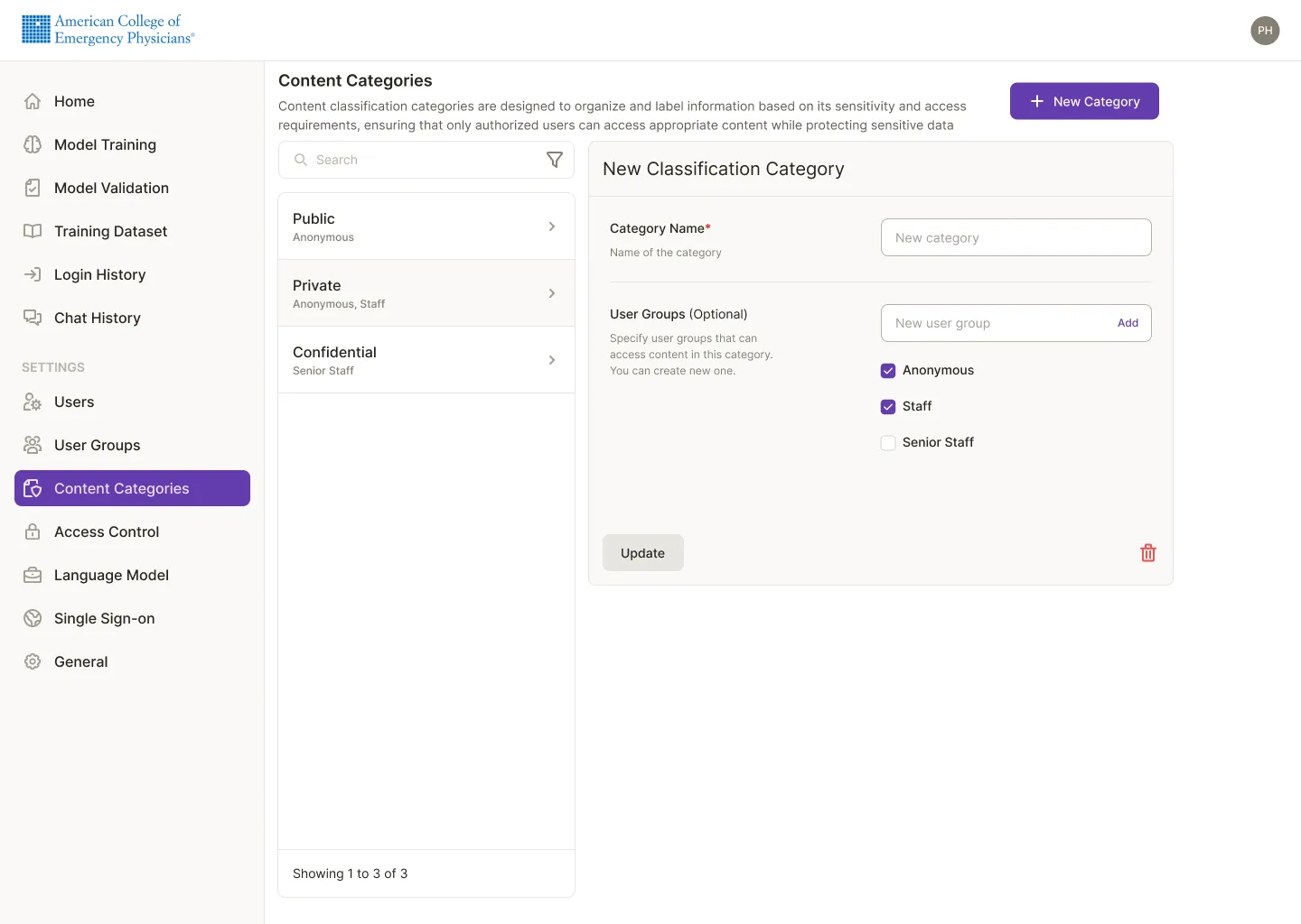 Content categories