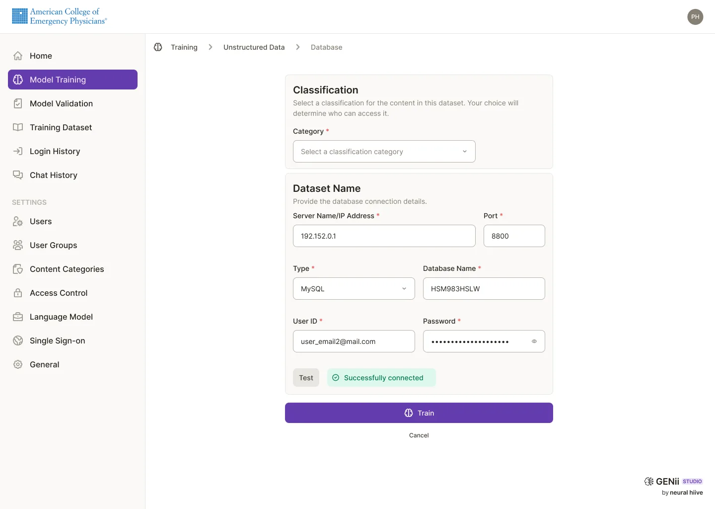 Connect a database