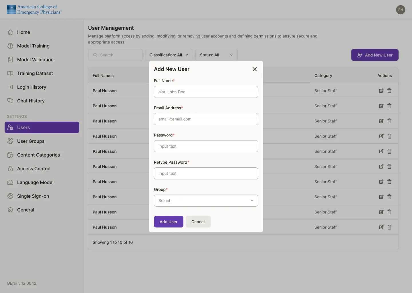 User management