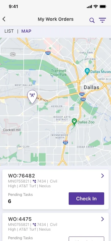 Work orders on a map