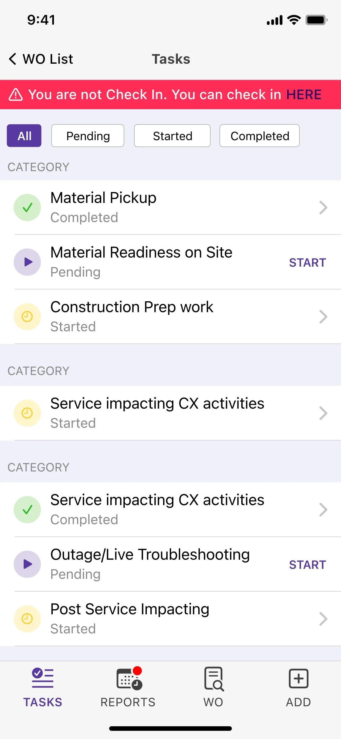 Task list